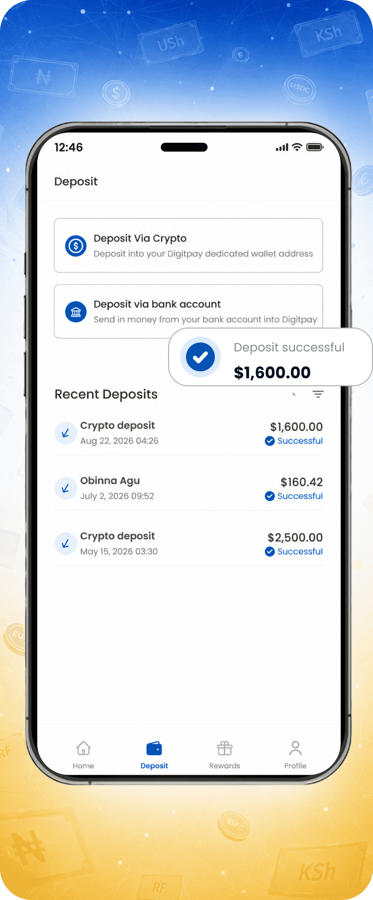 Receive money interface