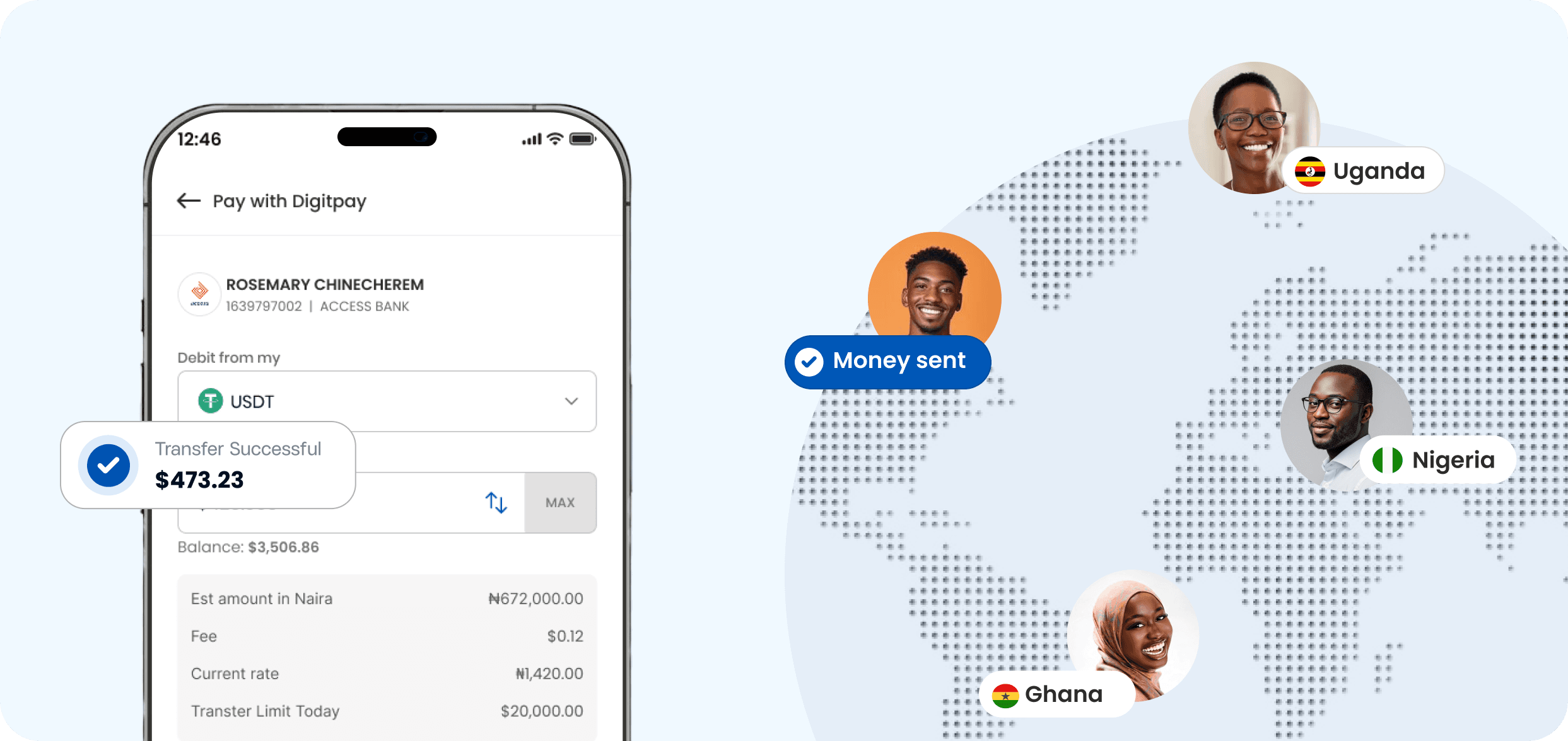 Receive money interface